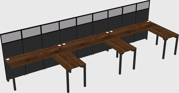 Shared l-shaped cubicle