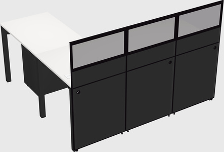 Shared l-shaped cubicle