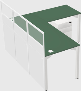 Shared l-shaped cubicle