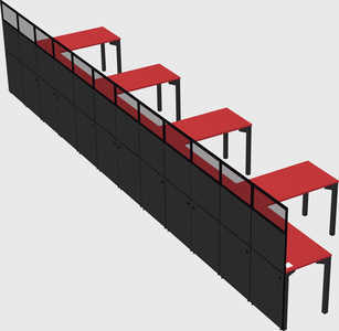 Shared l-shaped cubicle