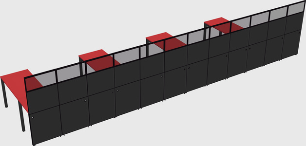 Shared l-shaped cubicle
