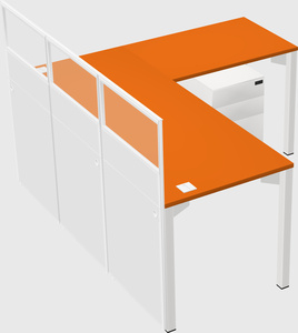 Shared l-shaped cubicle