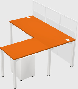 Shared l-shaped cubicle