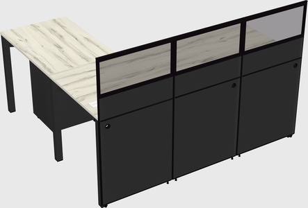 Shared l-shaped cubicle
