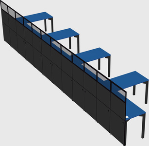Shared l-shaped cubicle