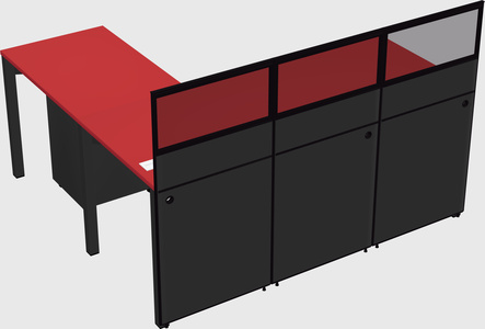 Shared l-shaped cubicle