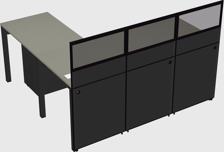 Shared l-shaped cubicle