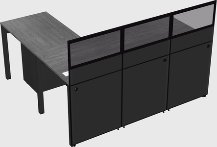 Shared l-shaped cubicle