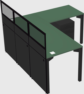 Shared l-shaped cubicle