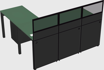 Shared l-shaped cubicle