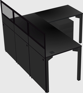 Shared l-shaped cubicle