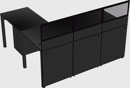 Shared l-shaped cubicle