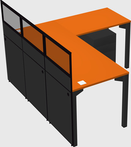 Shared l-shaped cubicle