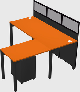 Shared l-shaped cubicle