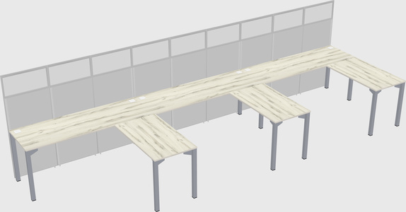 Shared l-shaped cubicle