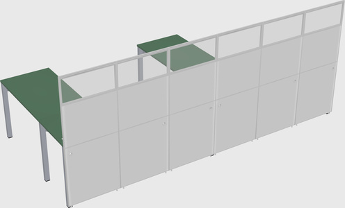Shared l-shaped cubicle