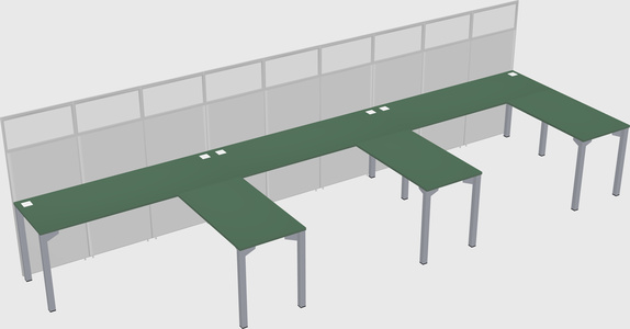 Shared l-shaped cubicle