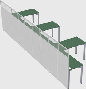 Shared l-shaped cubicle