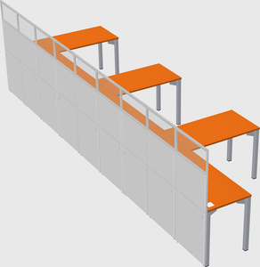 Shared l-shaped cubicle