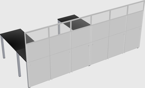 Shared l-shaped cubicle