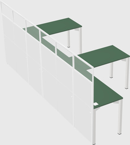 Shared l-shaped cubicle
