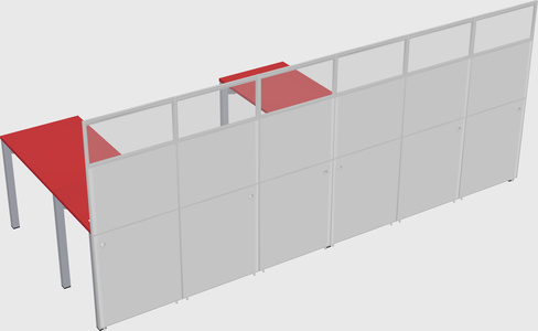 Shared l-shaped cubicle
