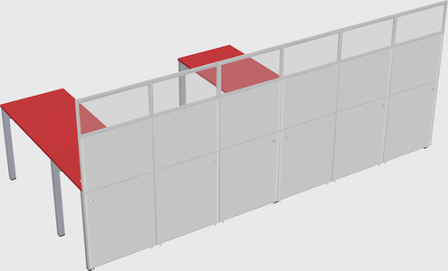 Shared l-shaped cubicle
