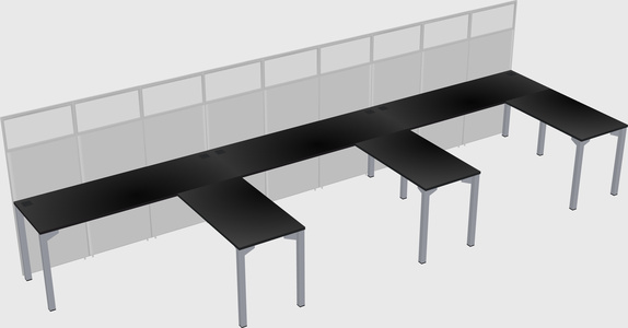 Shared l-shaped cubicle