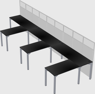 Shared l-shaped cubicle