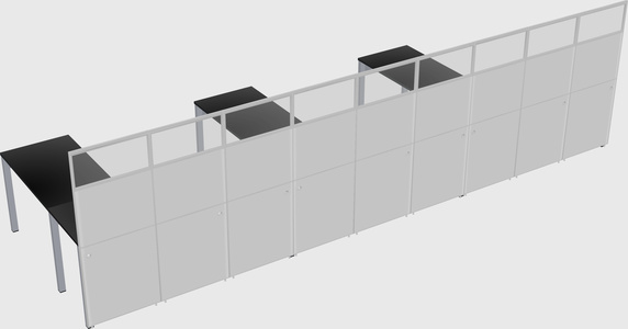 Shared l-shaped cubicle