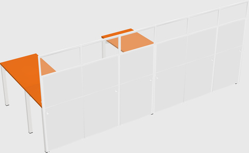 Shared l-shaped cubicle