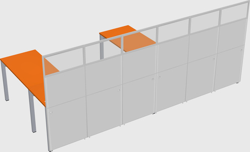 Shared l-shaped cubicle