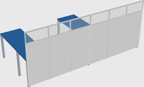 Shared l-shaped cubicle