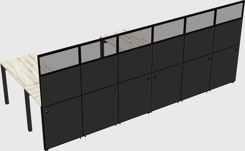 Shared l-shaped cubicle