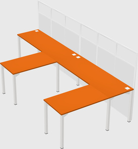 Shared l-shaped cubicle