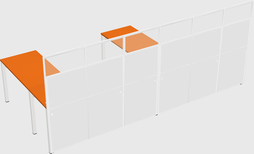 Shared l-shaped cubicle