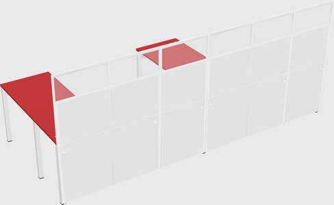 Shared l-shaped cubicle