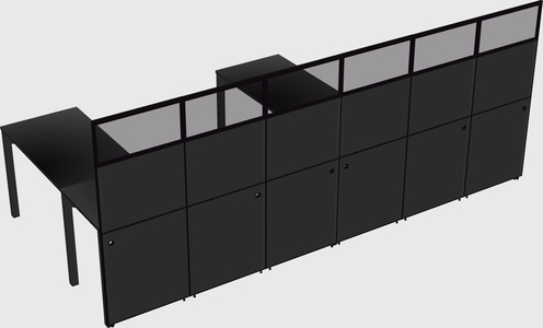 Shared l-shaped cubicle