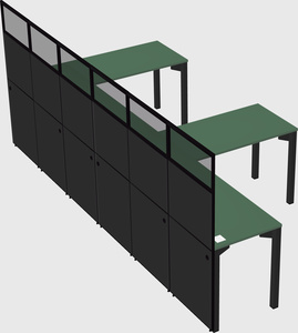 Shared l-shaped cubicle
