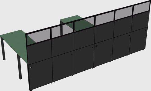 Shared l-shaped cubicle