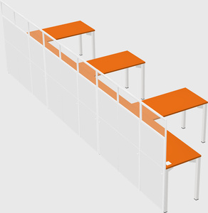 Shared l-shaped cubicle