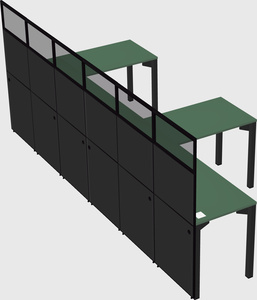 Shared l-shaped cubicle