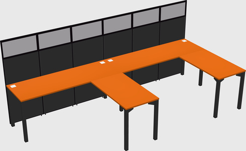 Shared l-shaped cubicle