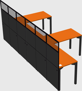 Shared l-shaped cubicle