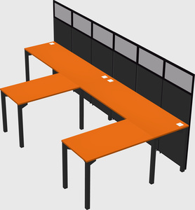 Shared l-shaped cubicle