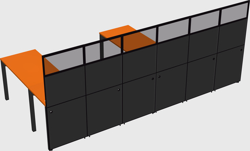 Shared l-shaped cubicle