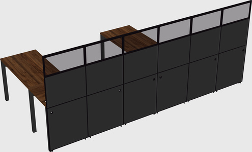 Shared l-shaped cubicle