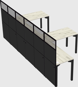 Shared l-shaped cubicle