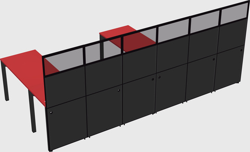 Shared l-shaped cubicle