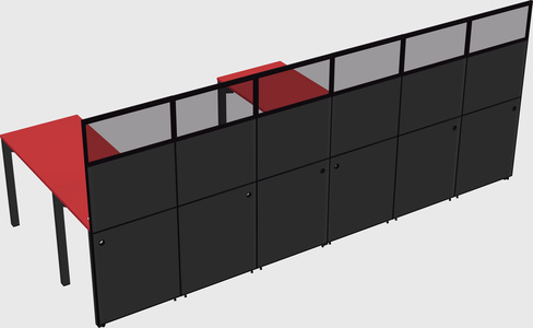 Shared l-shaped cubicle